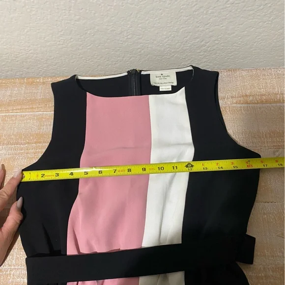 Kate Spade Black and Pink Sleeveless Color Block Dress with Belt - Picture 12 of 12